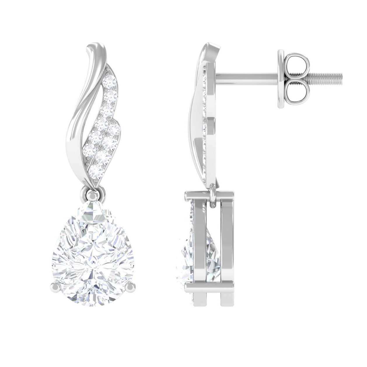 Sparkanite Jewels-Pear Shape Moissanite Drop Earrings