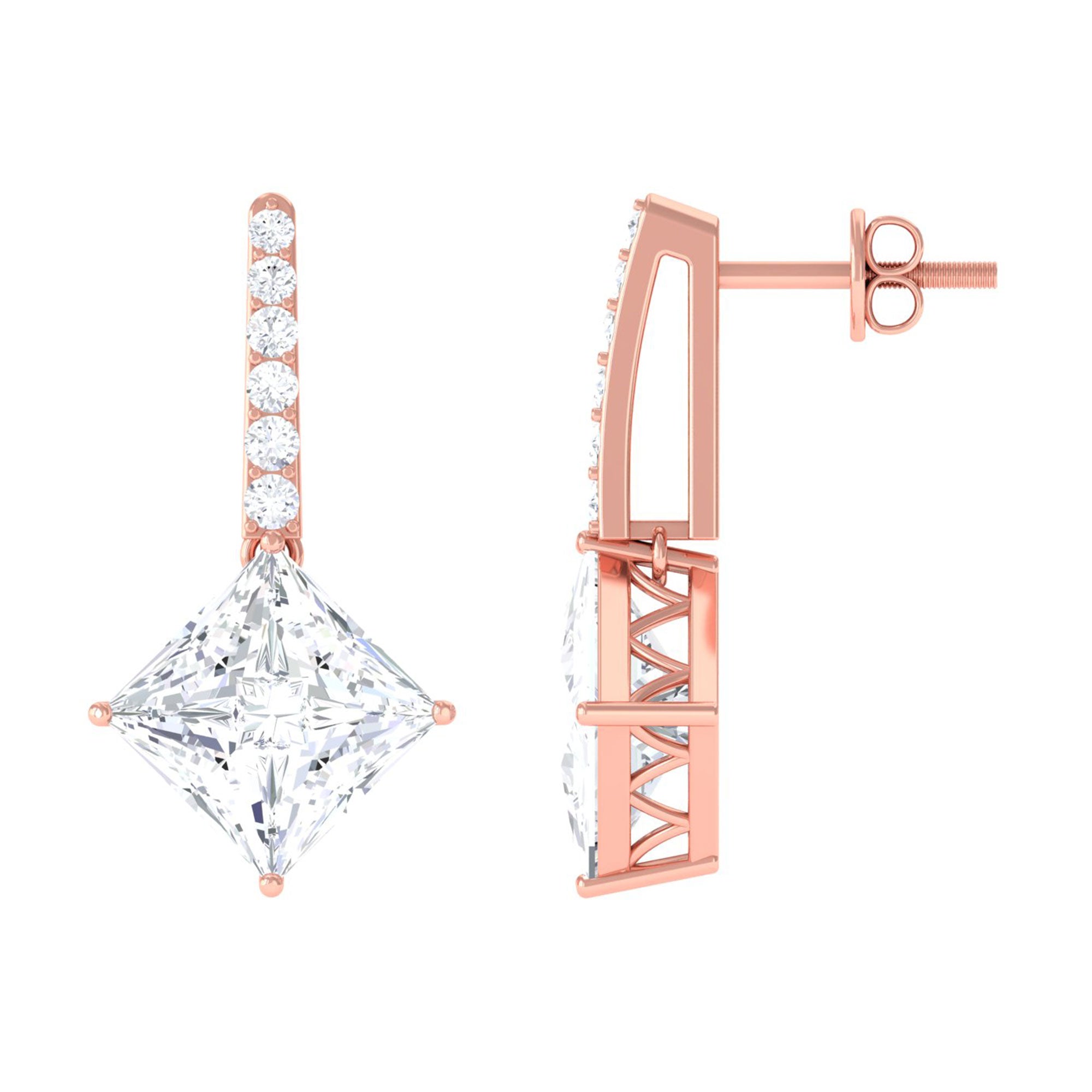 Sparkanite Jewels-Princess Cut Moissanite Drop Earrings