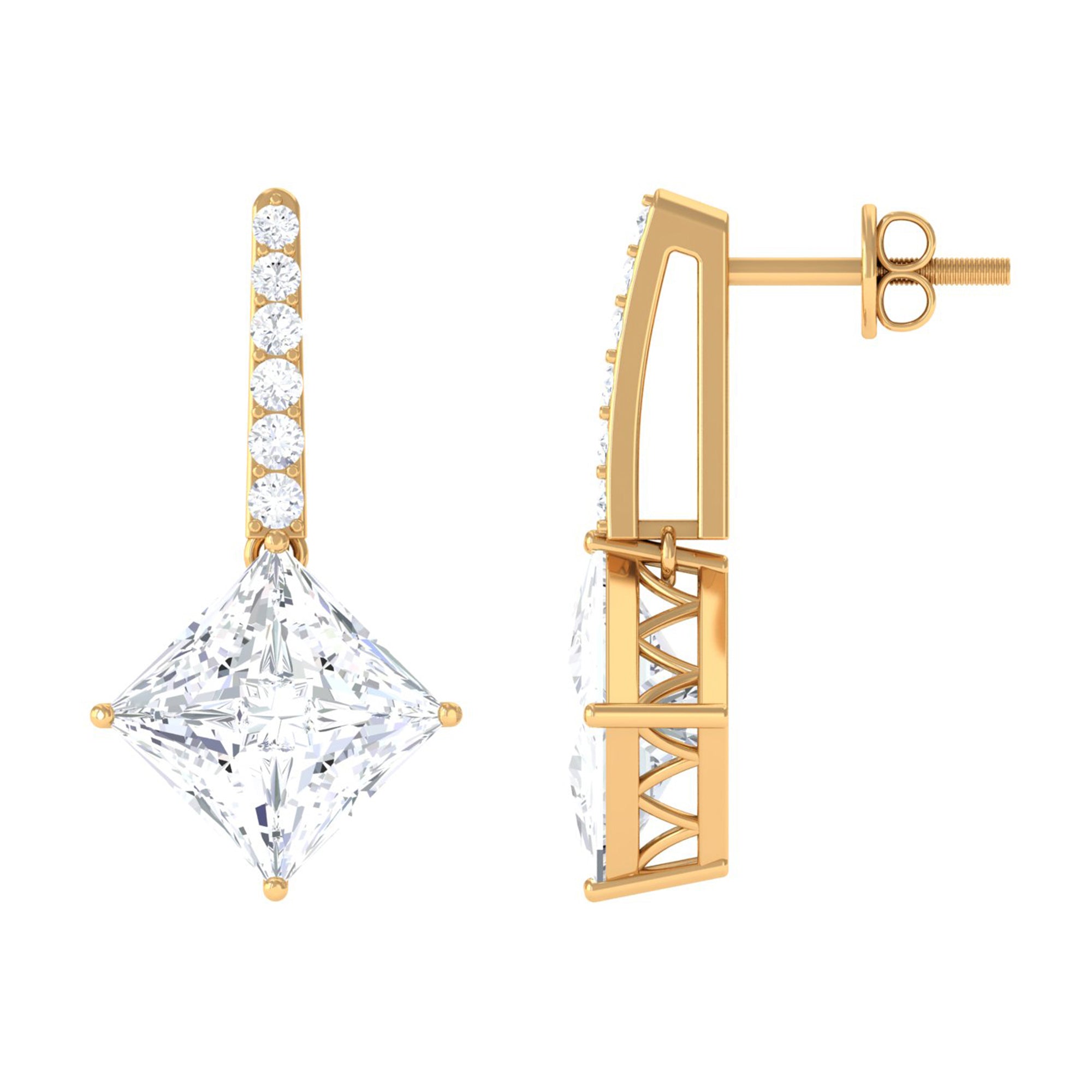 Sparkanite Jewels-Princess Cut Moissanite Drop Earrings