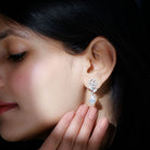 Sparkanite Jewels-Flower Inspired Moissanite Bridal Dangle Earrings