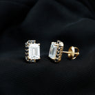 Sparkanite Jewels-Emerald Cut Moissanite Stud Earrings with Lab Grown Black Diamond