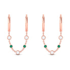 Sparkanite Jewels-Certified Moissanite Chain Hoop Earrings with Emerald