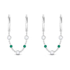 Certified Moissanite Chain Hoop Earrings with Emerald D-VS1 - Sparkanite Jewels