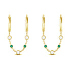 Sparkanite Jewels-Certified Moissanite Chain Hoop Earrings with Emerald