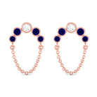 Sparkanite Jewels-Certified Moissanite Drop Chain Earrings with Blue Sapphire