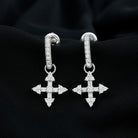 Minimal Cross Drop Earrings with Certified Moissanite D-VS1 - Sparkanite Jewels