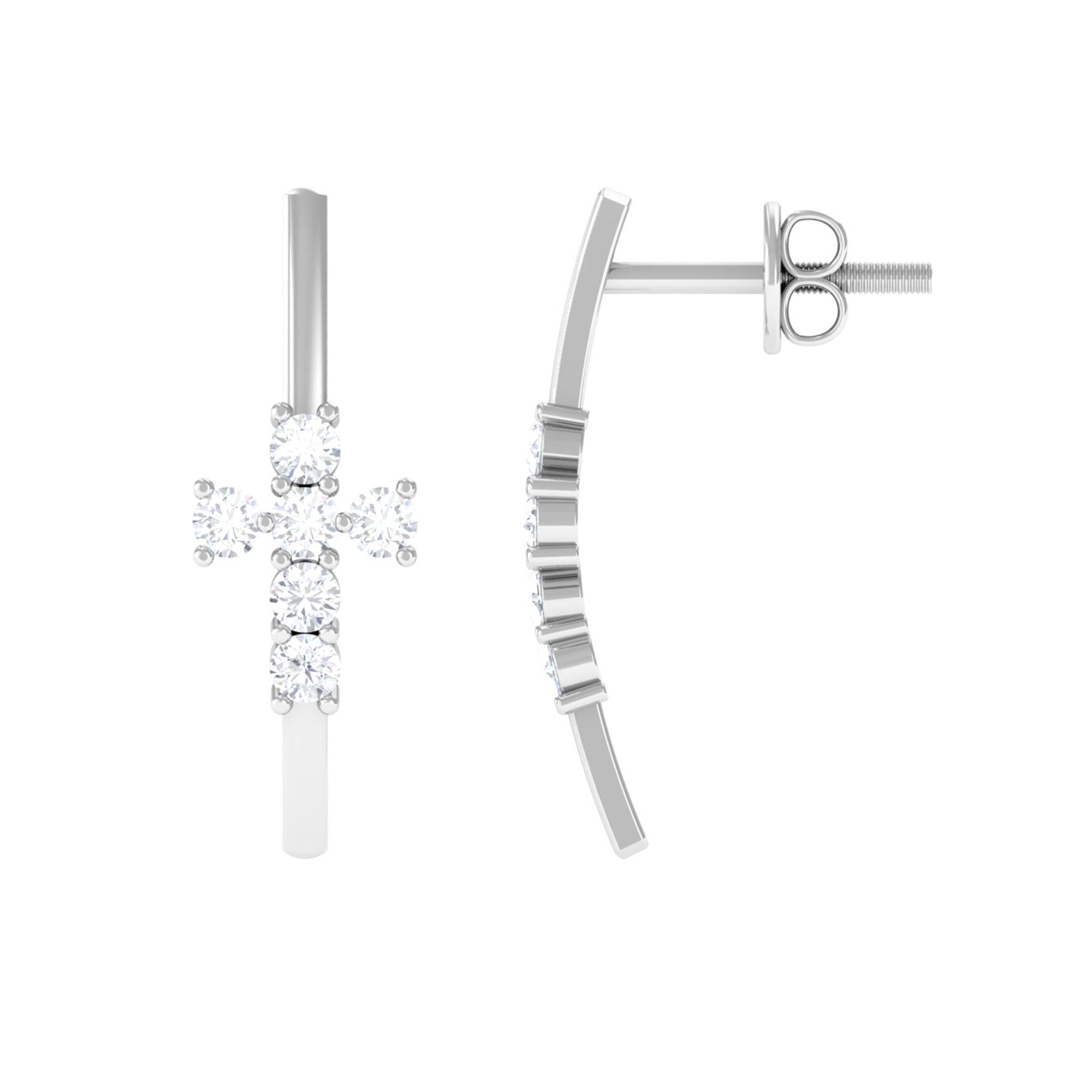 Minimal Cross Stud Earrings with Certified Moissanite D-VS1 - Sparkanite Jewels