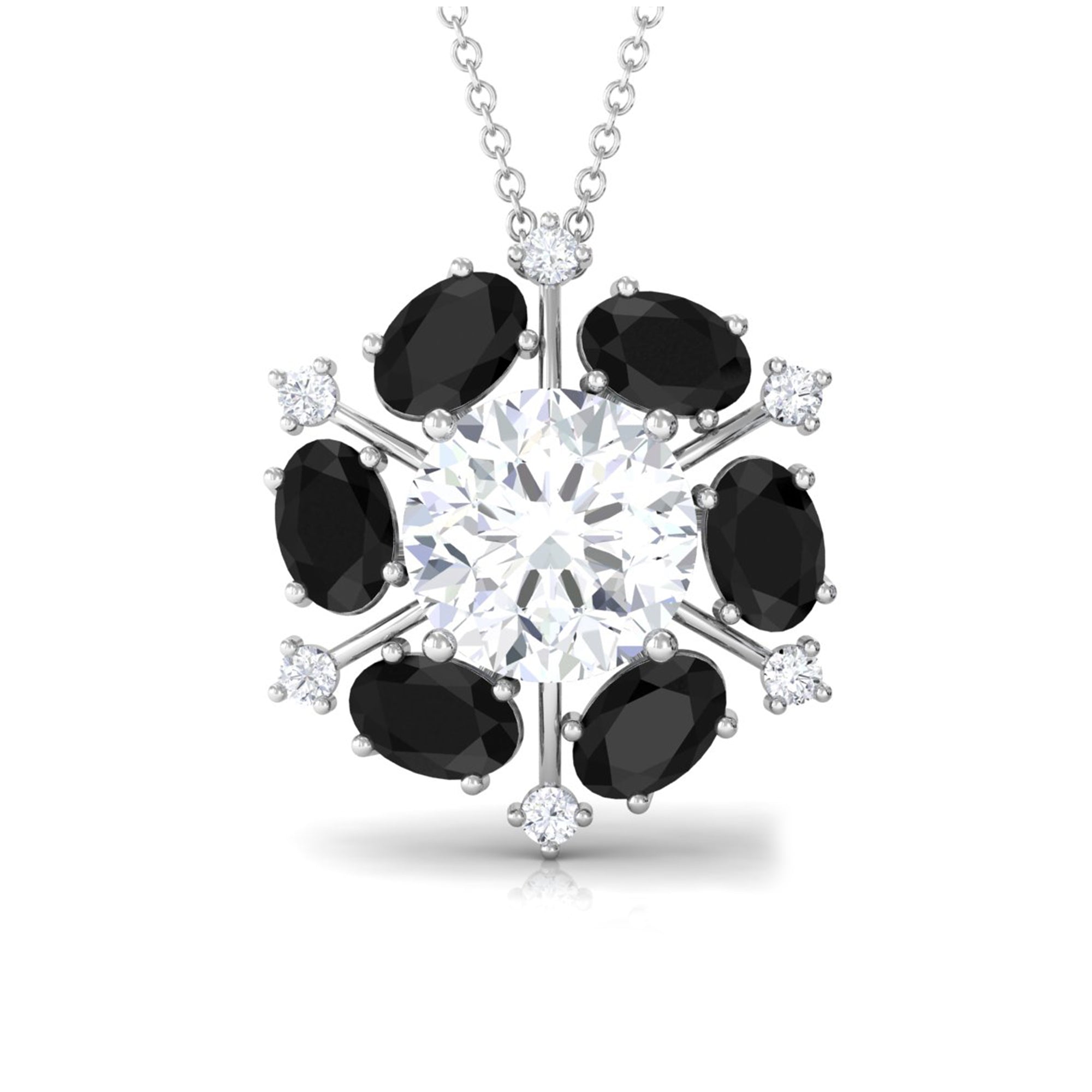 Certified Moissanite Statement Pendant with Black Onyx D-VS1 10 MM - Sparkanite Jewels