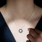 Sparkanite Jewels-Certified Moissanite Nature Inspired Pendant with London Blue Topaz