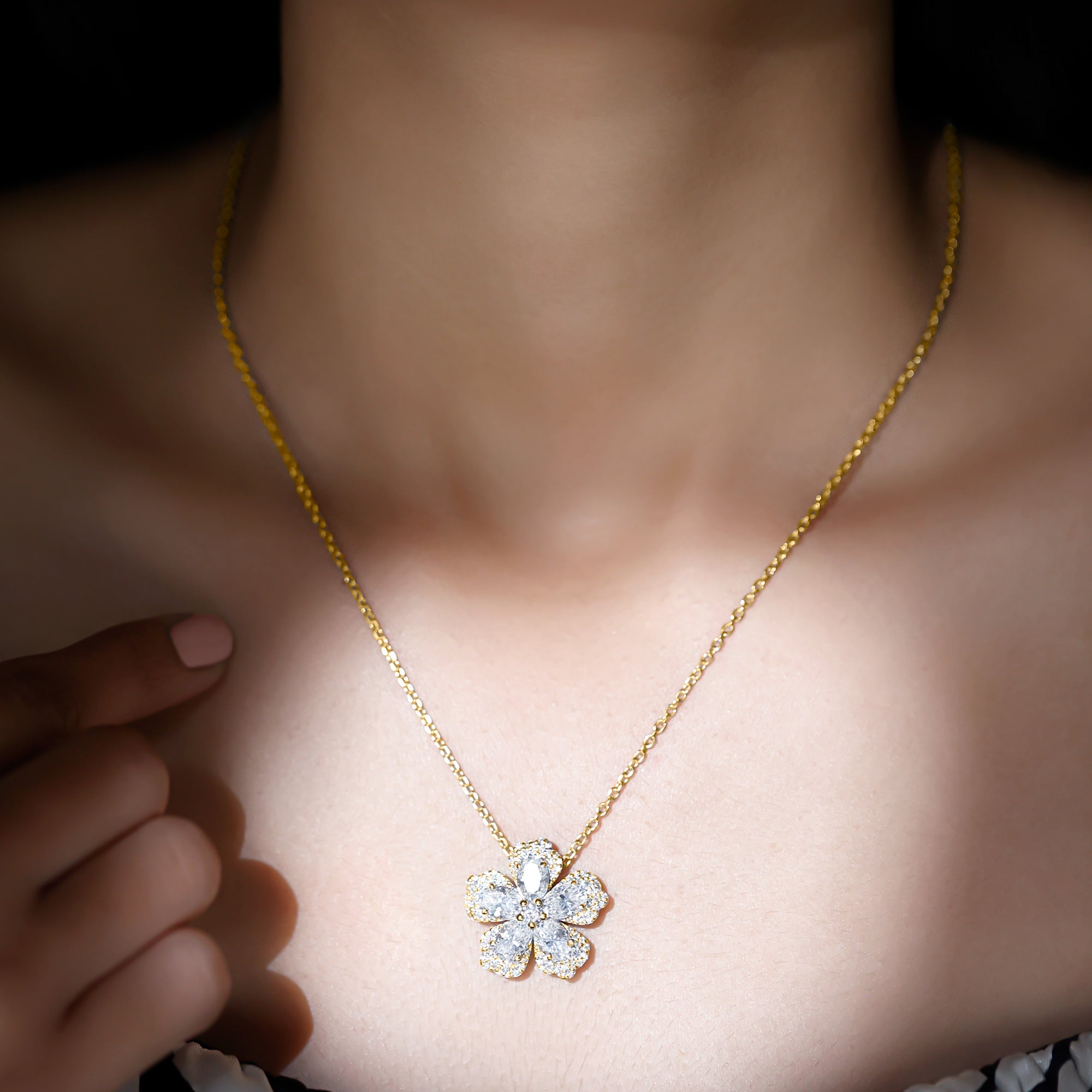 Sparkanite Jewels-Certified Moissanite Flower Pendant Necklace