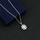 Sparkanite Jewels-Classic Emerald Cut Moissanite Floral Halo Pendant