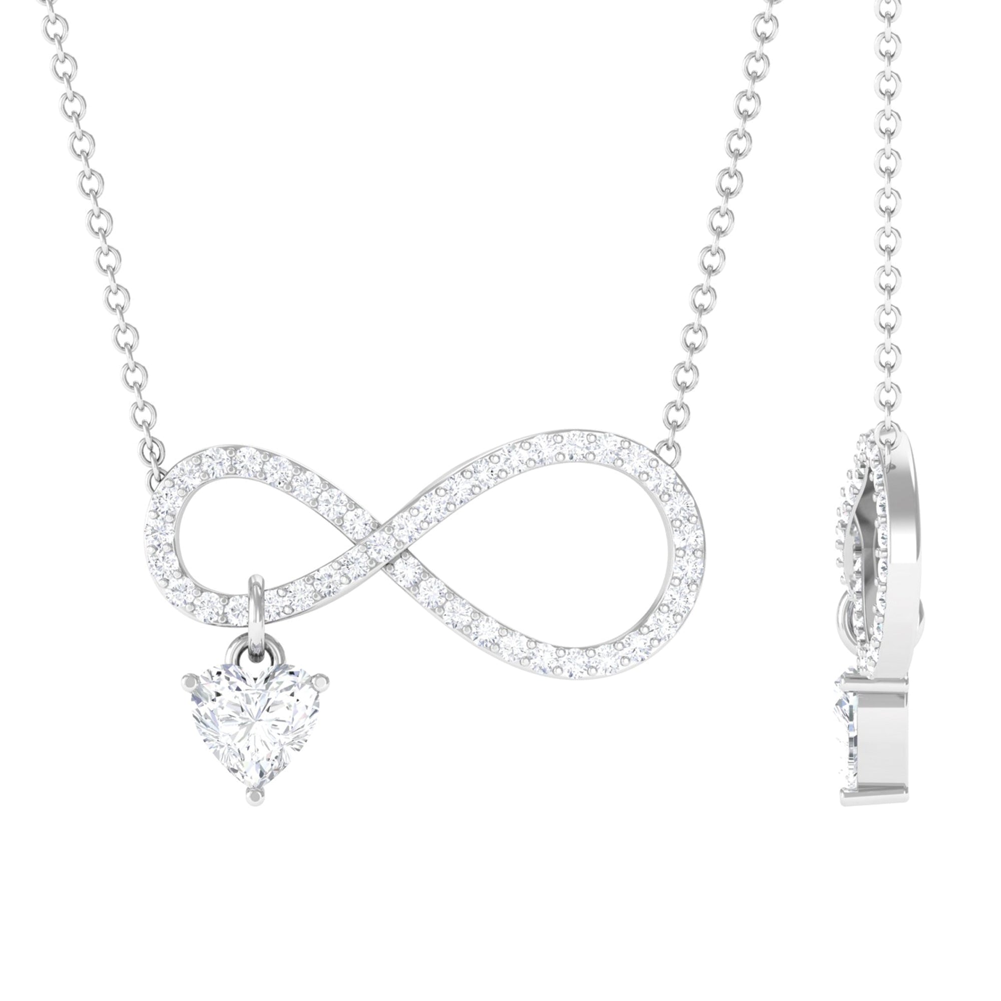 Sparkanite Jewels-Heart Shape Moissanite Infinity Drop Necklace