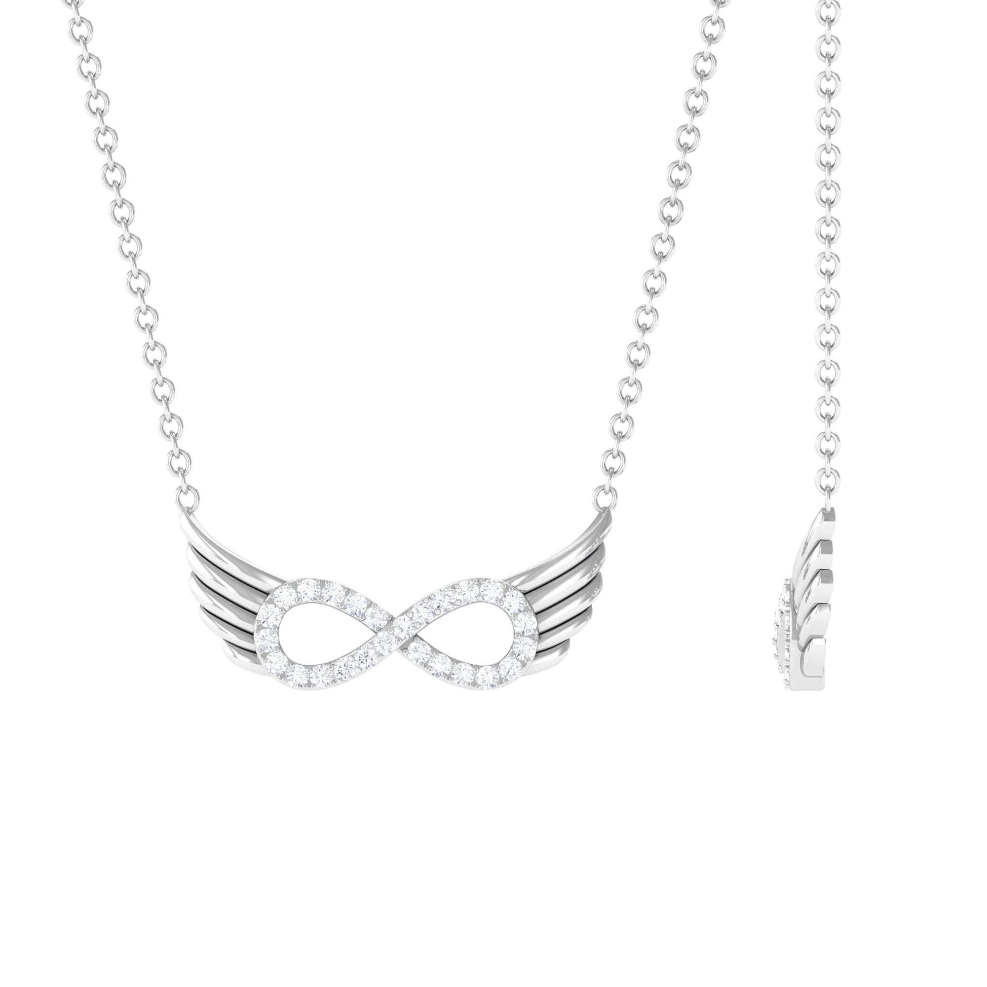 Sparkanite Jewels-Pave Set Moissanite Infinity Wings Necklace