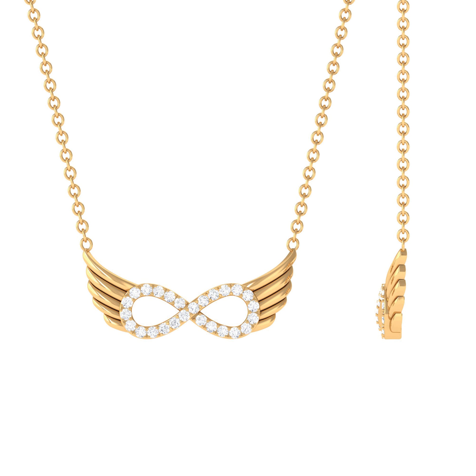 Sparkanite Jewels-Pave Set Moissanite Infinity Wings Necklace