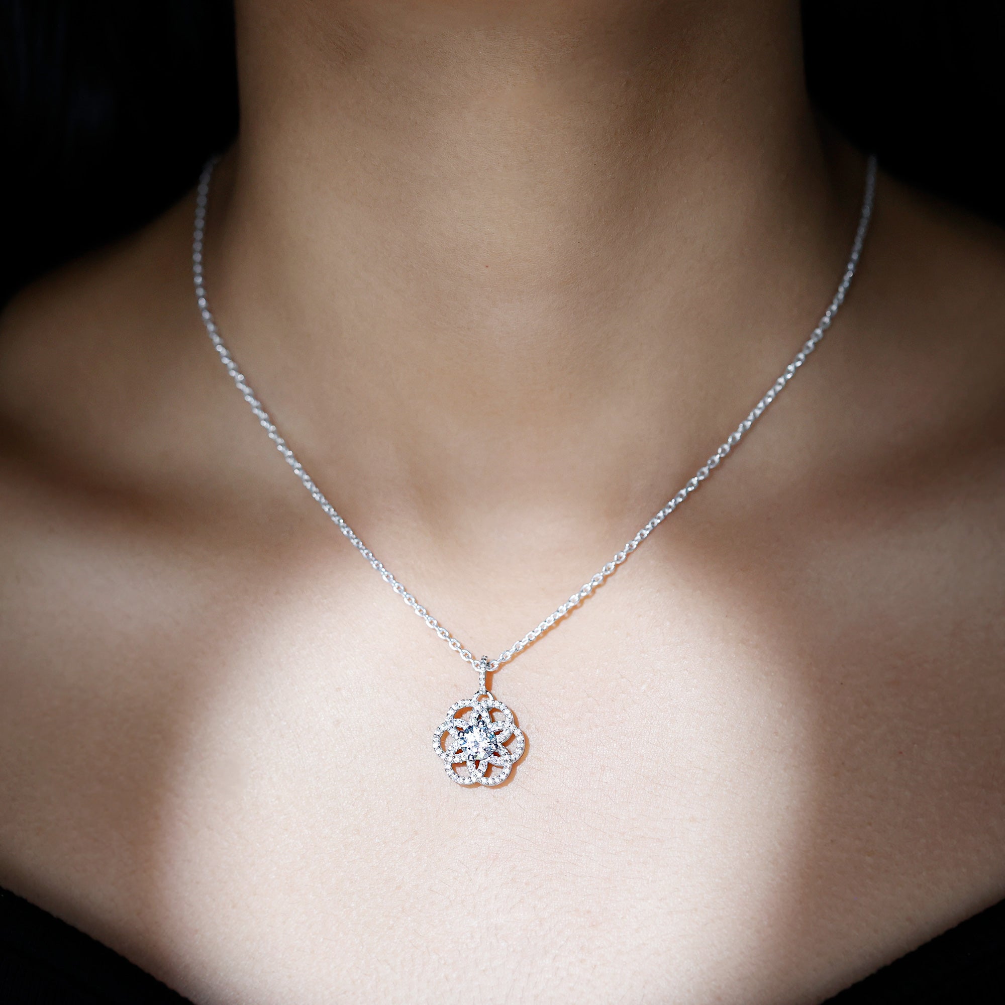 Sparkanite Jewels-Flower Inspired Moissanite Pendant Necklace