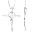 Sparkanite Jewels-Certified Moissanite Cross Heart Pendant Necklace