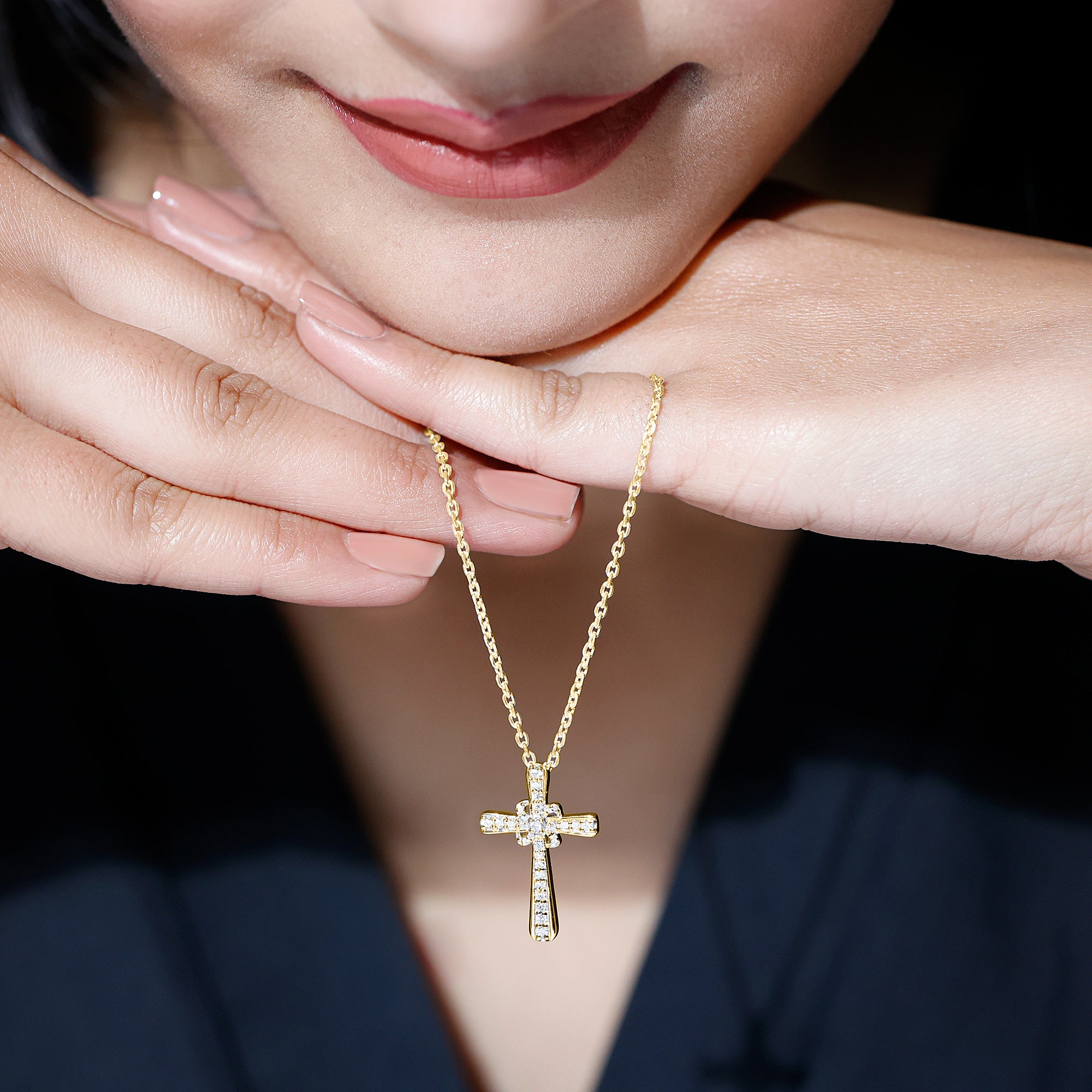 Sparkanite Jewels-Cross Pendant with Certified Moissanite