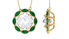 Sparkanite Jewels-Certified Moissanite Floral Inspired Silver Necklace with Lab Emerald