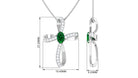 Sparkanite Jewels-Certified Moissanite Cross Silver Pendant with Lab Emerald