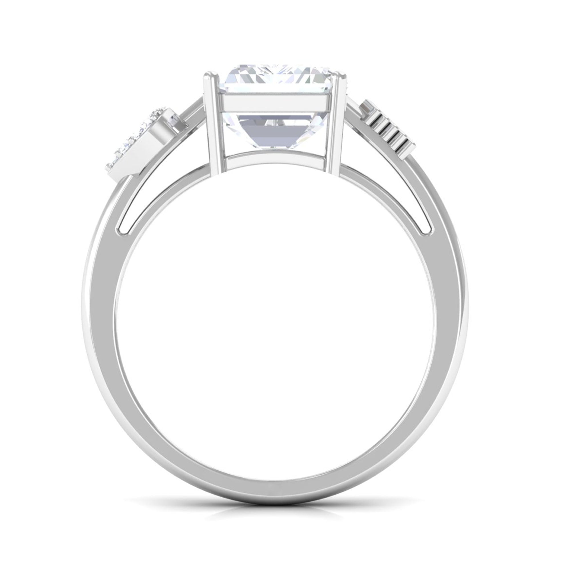 Emerald Cut Moissanite Solitaire Promise Ring D-VS1 8X10 MM - Sparkanite Jewels