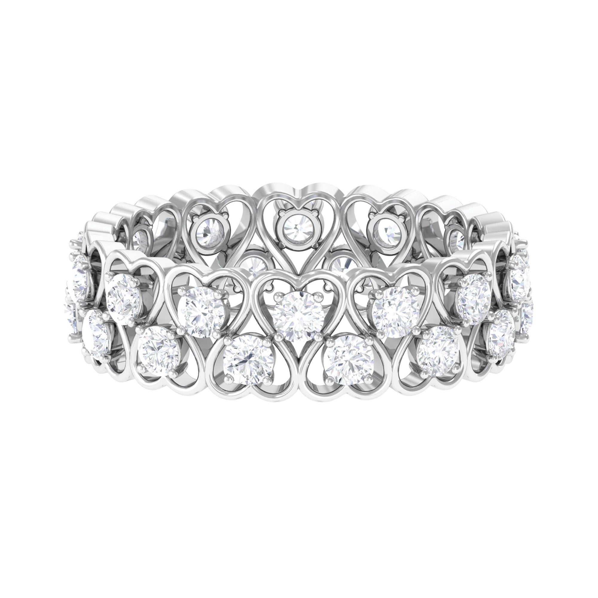 Sparkanite Jewels-Round Moissanite Heart Wedding Band