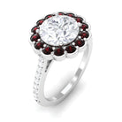 Sparkanite Jewels-Certified Moissanite Cocktail Halo Ring with Garnet