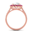 Sparkanite Jewels-Moissanite Cocktail Ring with Pink Tourmaline Halo