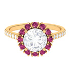 Sparkanite Jewels-Moissanite Cocktail Ring with Pink Tourmaline Halo