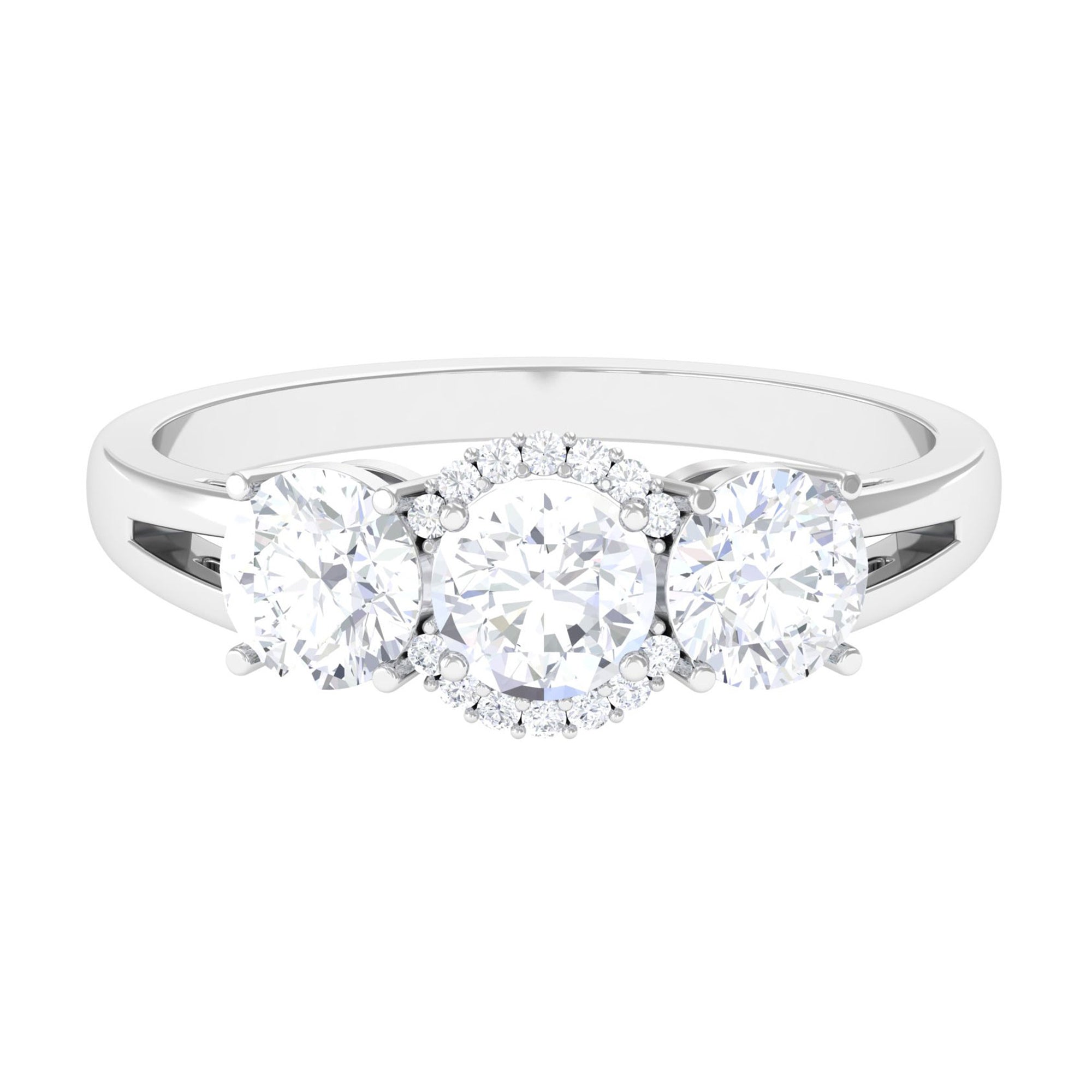 Sparkanite Jewels-Round Moissanite Three Stone Anniversary Ring