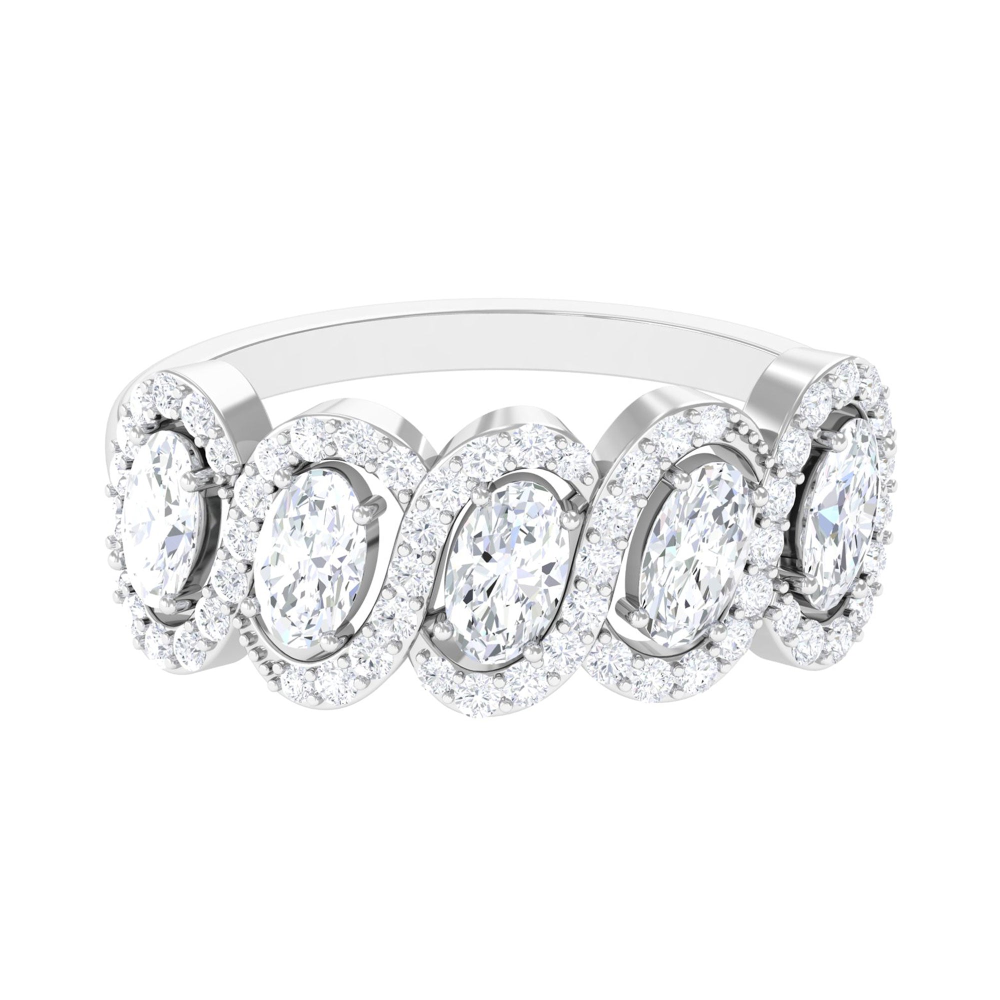 Sparkanite Jewels-Oval Moissanite Designer Half Eternity Band Ring