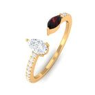 Sparkanite Jewels-Certified Moissanite and Garnet Minimal Cuff Ring