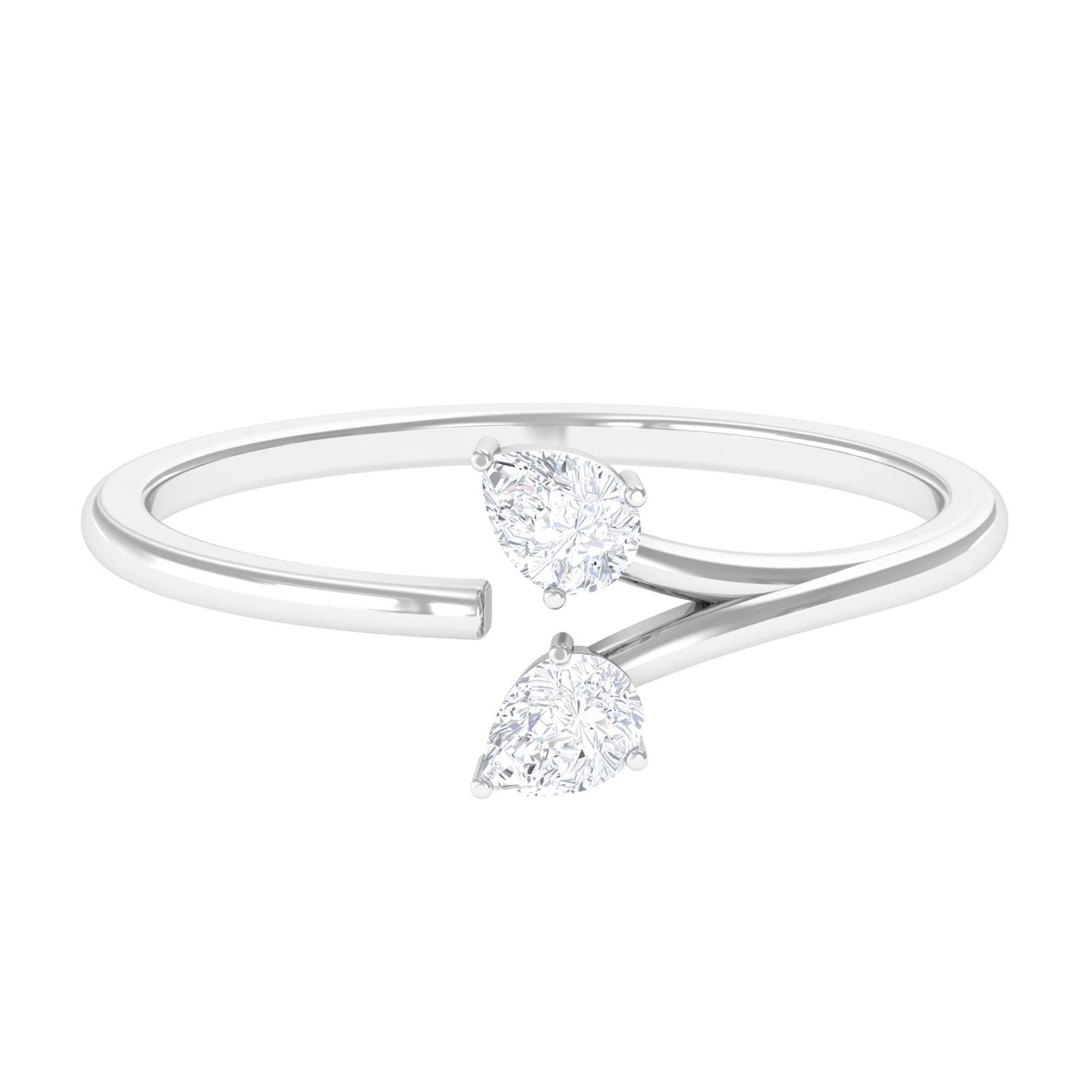 Sparkanite Jewels-Pear Shape Moissanite Two Stone Cuff Ring