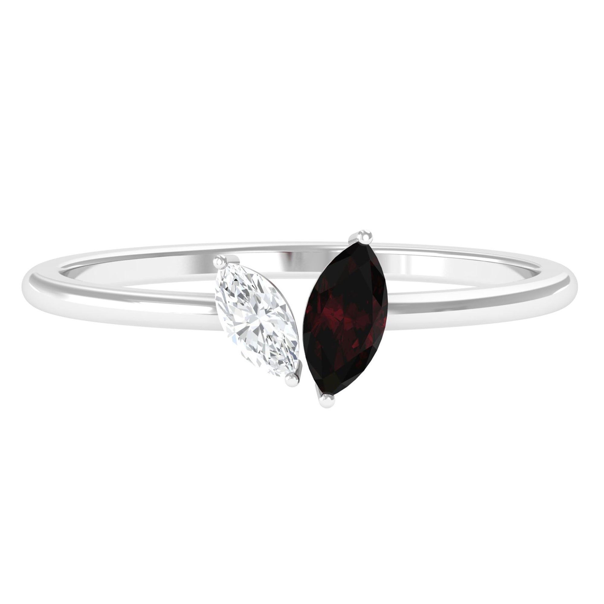 Sparkanite Jewels-Toi Et Moi Ring with Marquise Shape Moissanite and Garnet