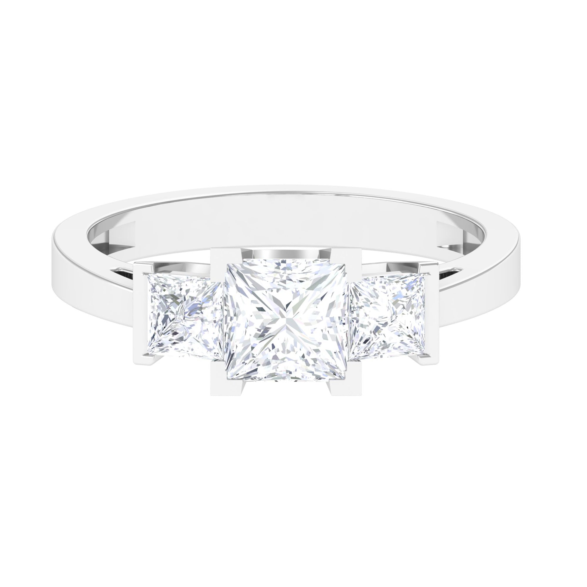 Sparkanite Jewels-Princess Cut Moissanite Three Stone Engagement Ring