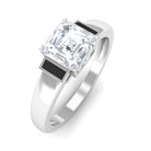 Sparkanite Jewels-Asscher Cut Moissanite Solitaire Ring with Black Enamel