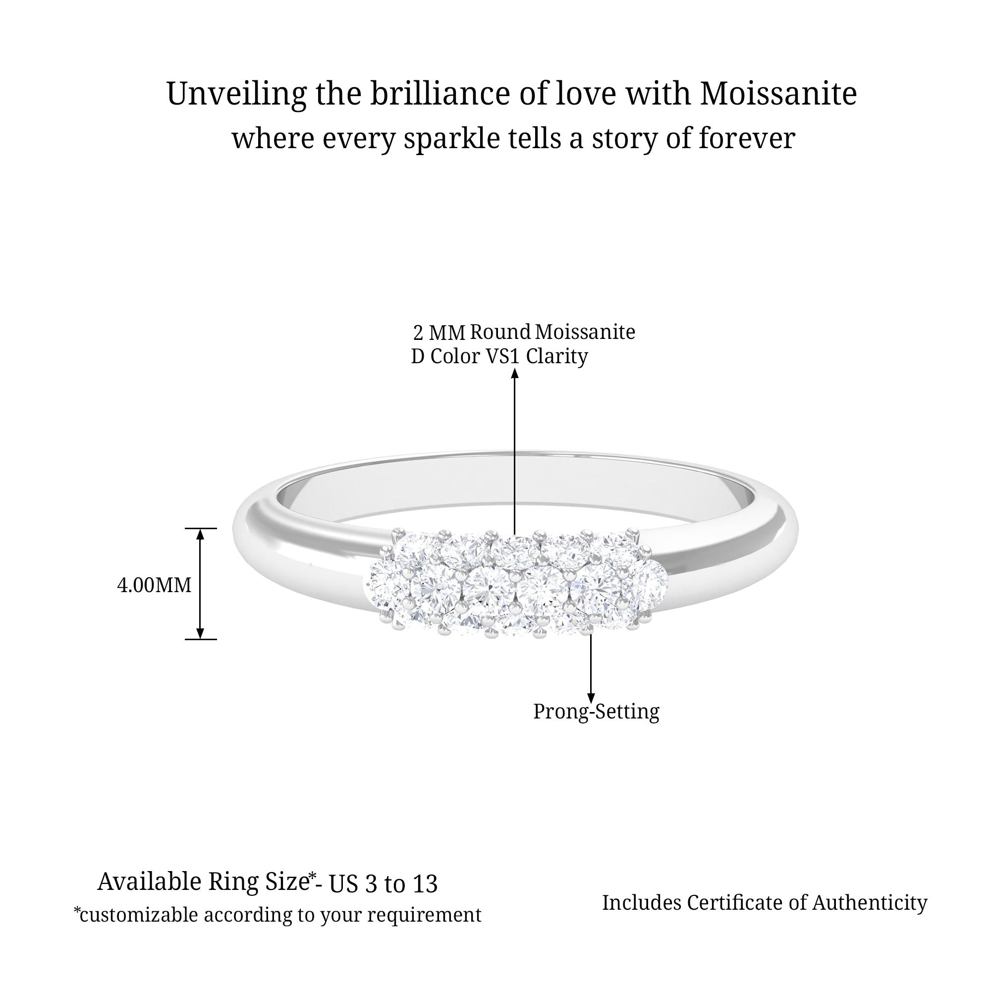 Sparkanite Jewels-Certified Moissanite Promise Ring