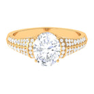 Sparkanite Jewels-Oval Shape Moissanite Solitaire Engagement Ring with Side Stones