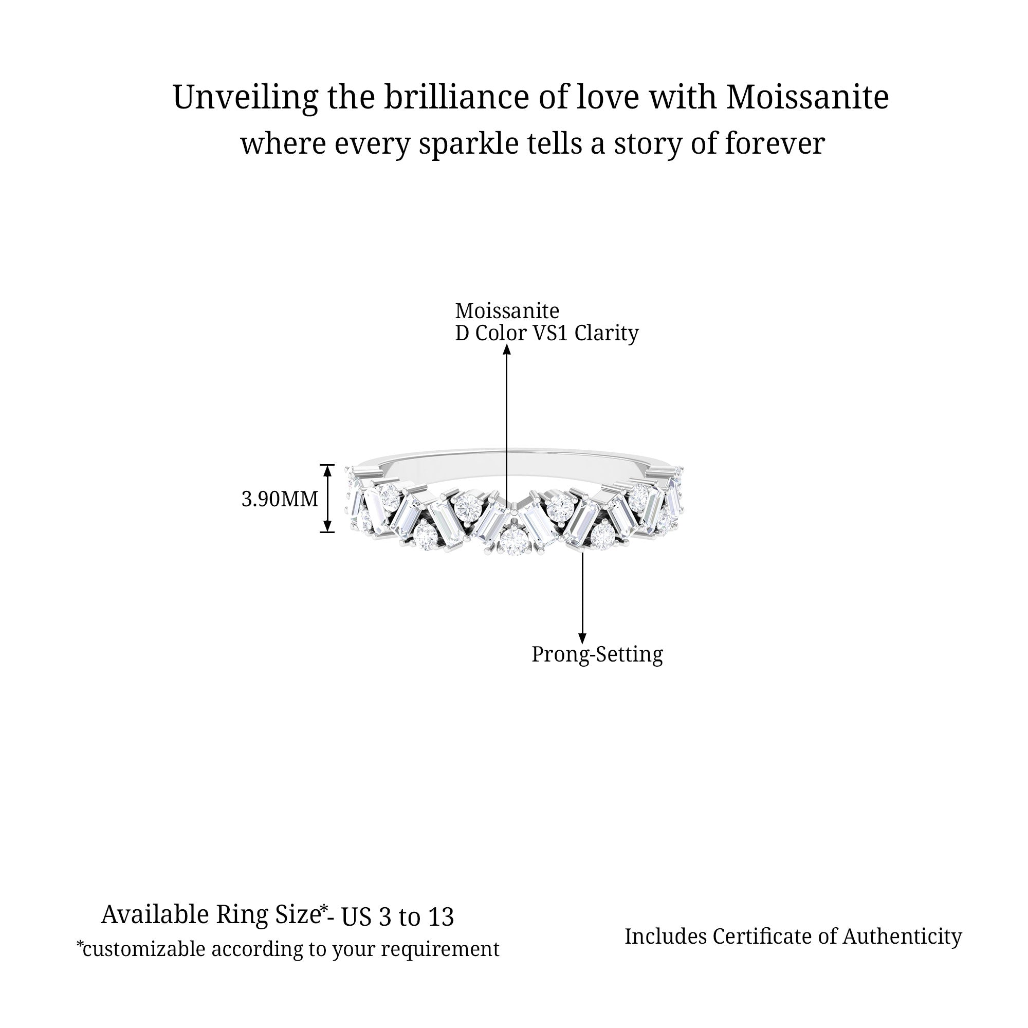 Moissanite Minimal Half Eternity Ring D-VS1 - Sparkanite Jewels