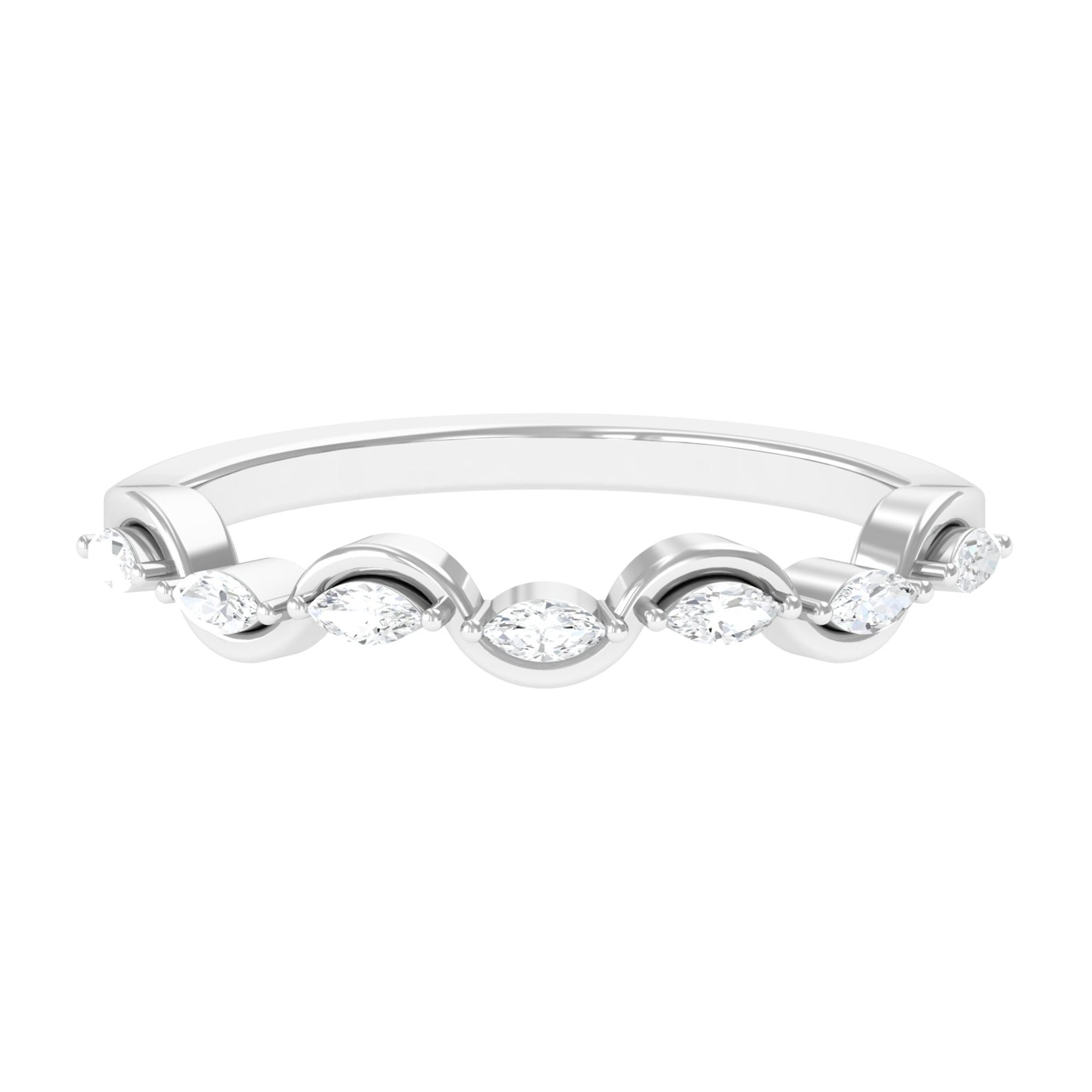 Marquise Moissanite Semi Eternity Stackable Ring D-VS1 - Sparkanite Jewels