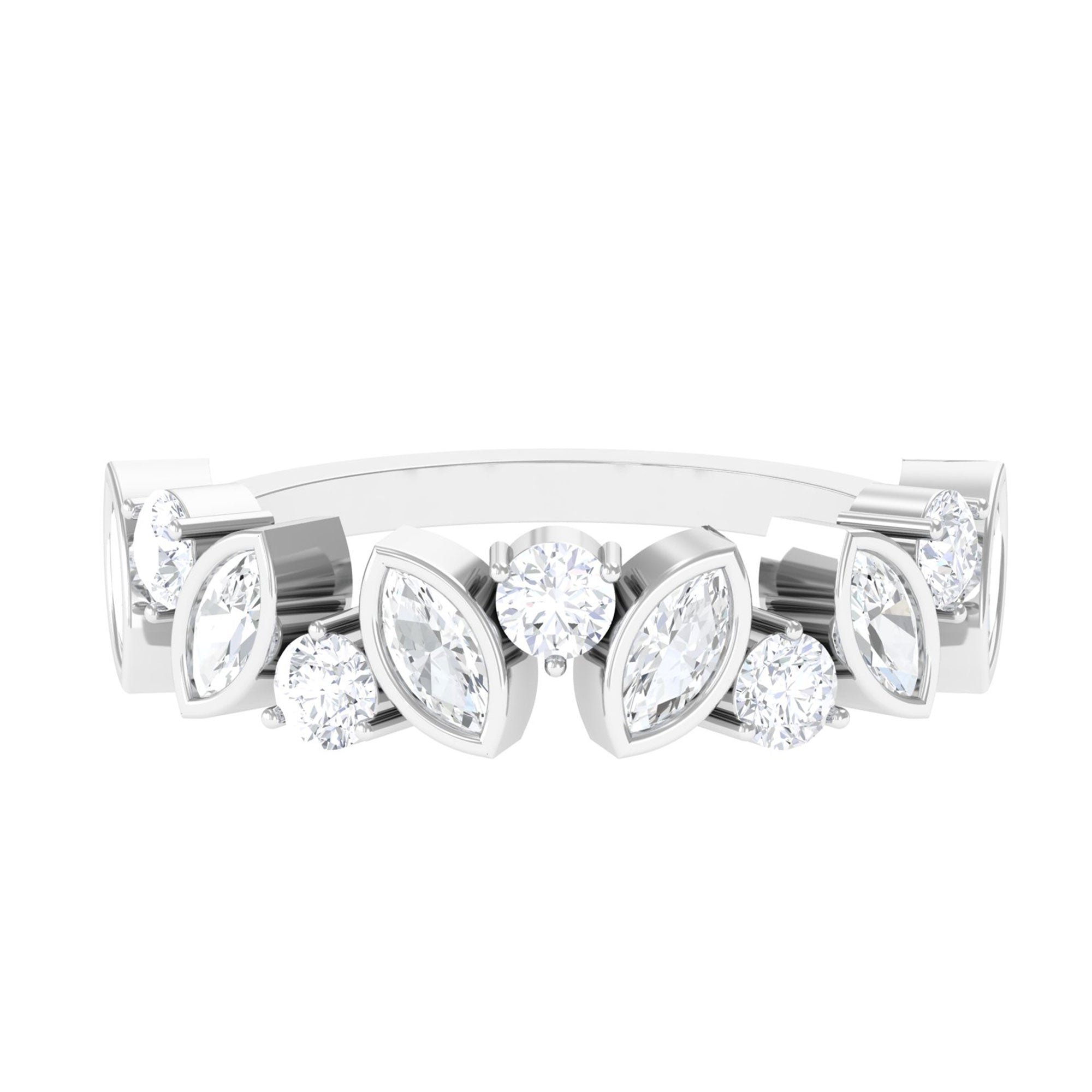 Sparkanite Jewels-Minimal Moissanite Half Eternity Ring for Women