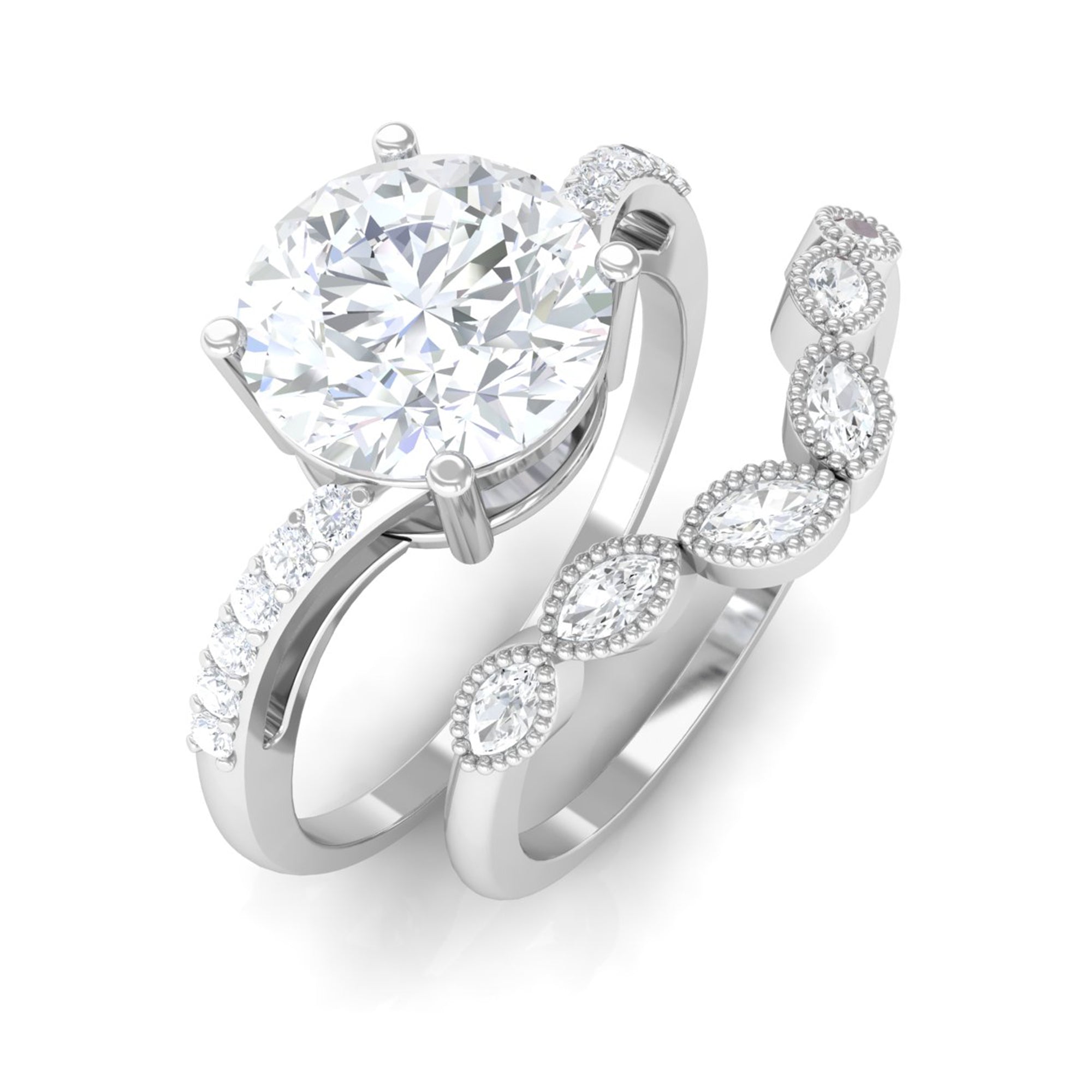 Classic Moissanite Bridal Ring Set D-VS1 - Sparkanite Jewels